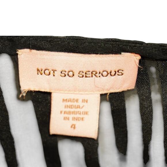 Not So Serious by Pallavi Mohan Sheer Black Floral Embroidered Midi Dress Size 4 - Picture 6 of 7